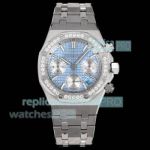 Swiss 1:1 Clone Audemars Piguet Royal Oak Lady Ice Blue Diamond 7750 Watch 